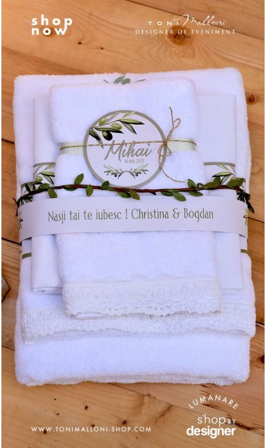 Trusou de botez cu motive frunze maslin Olives 1